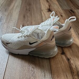 Nike Air Max 270 Sneaker, Size 8.5, White/Desert Sand, New, Never Worn with Tags